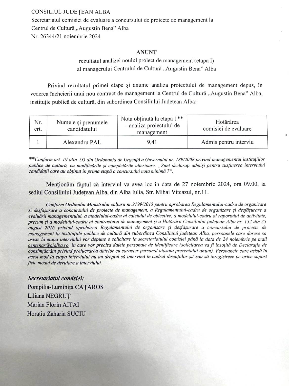 anunt-privind-rezultatul-analizei-noului-proiect-de-management-(etapa-i)-al-managerului-centrului-de-cultura-augustin-bena-alba-etapa-1