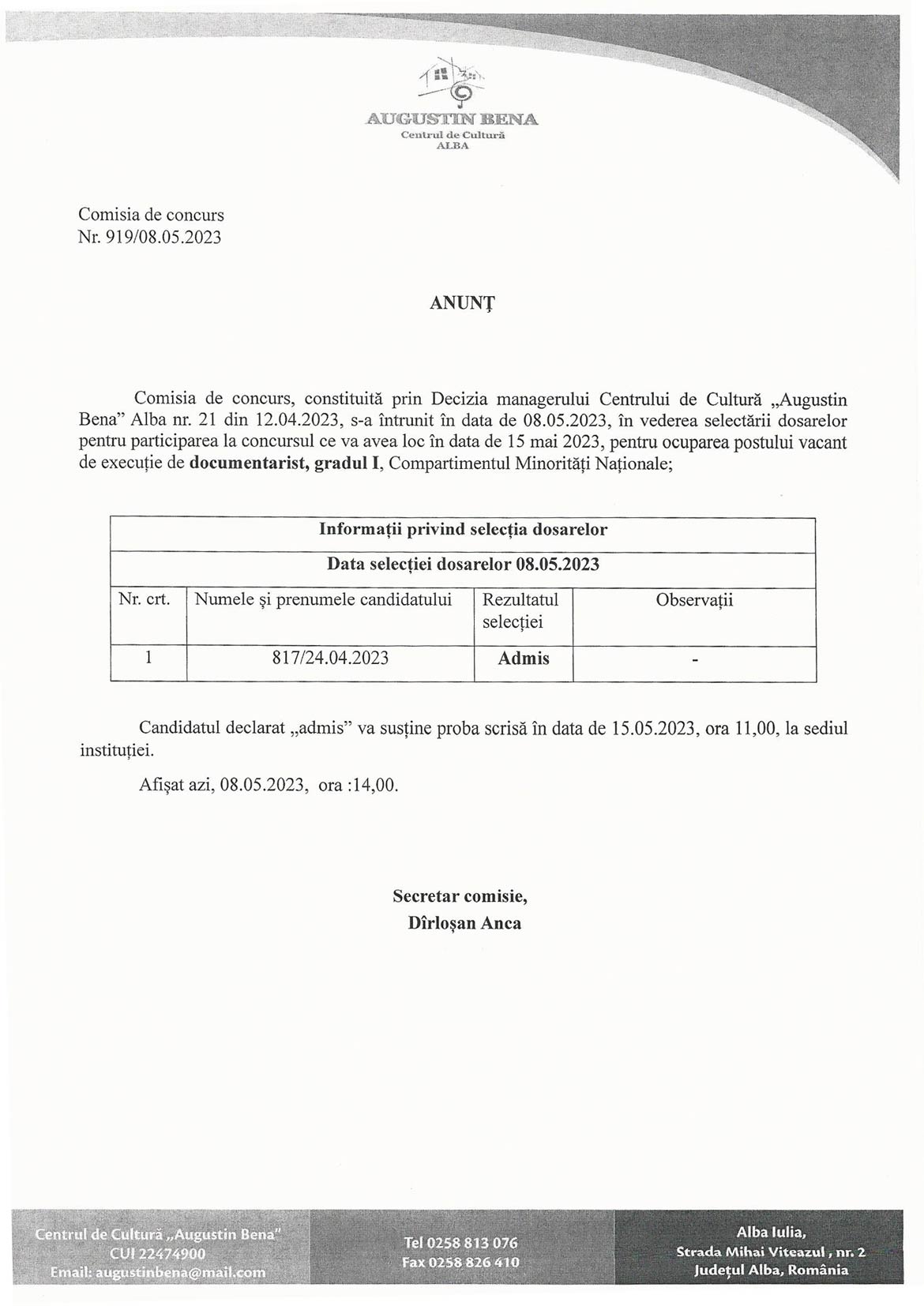 anunt_selectie_dosare_documentarist_05_2023